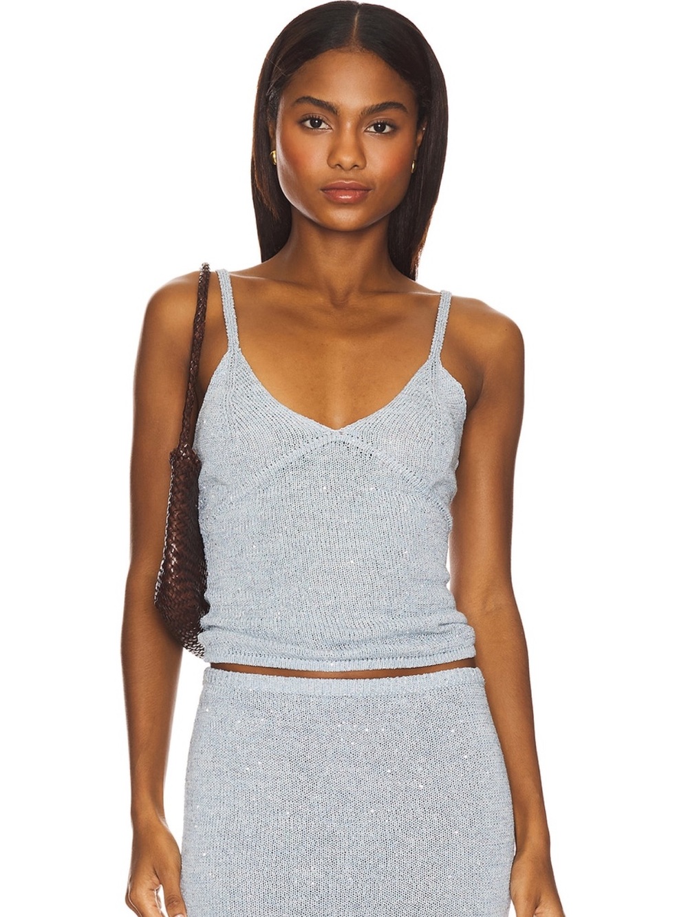 Light Blue Knit Maxi Skirt - Women's Sleek Knit Maxi